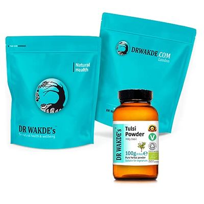 DR WAKDE'S Organic Tulsi Powder (Holy Basil | Ocimum Sanctum) - 100g (3.5oz) | Pure, Raw & Dried Powder | Ayurvedic Herb | Vegan | Nothing Added, Nothing Removed | Same Day Dispatch