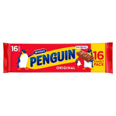 McVities Penguin Milk Chocolate Biscuit Bars, 16 x 24.6 g Bars (Pack of 1)