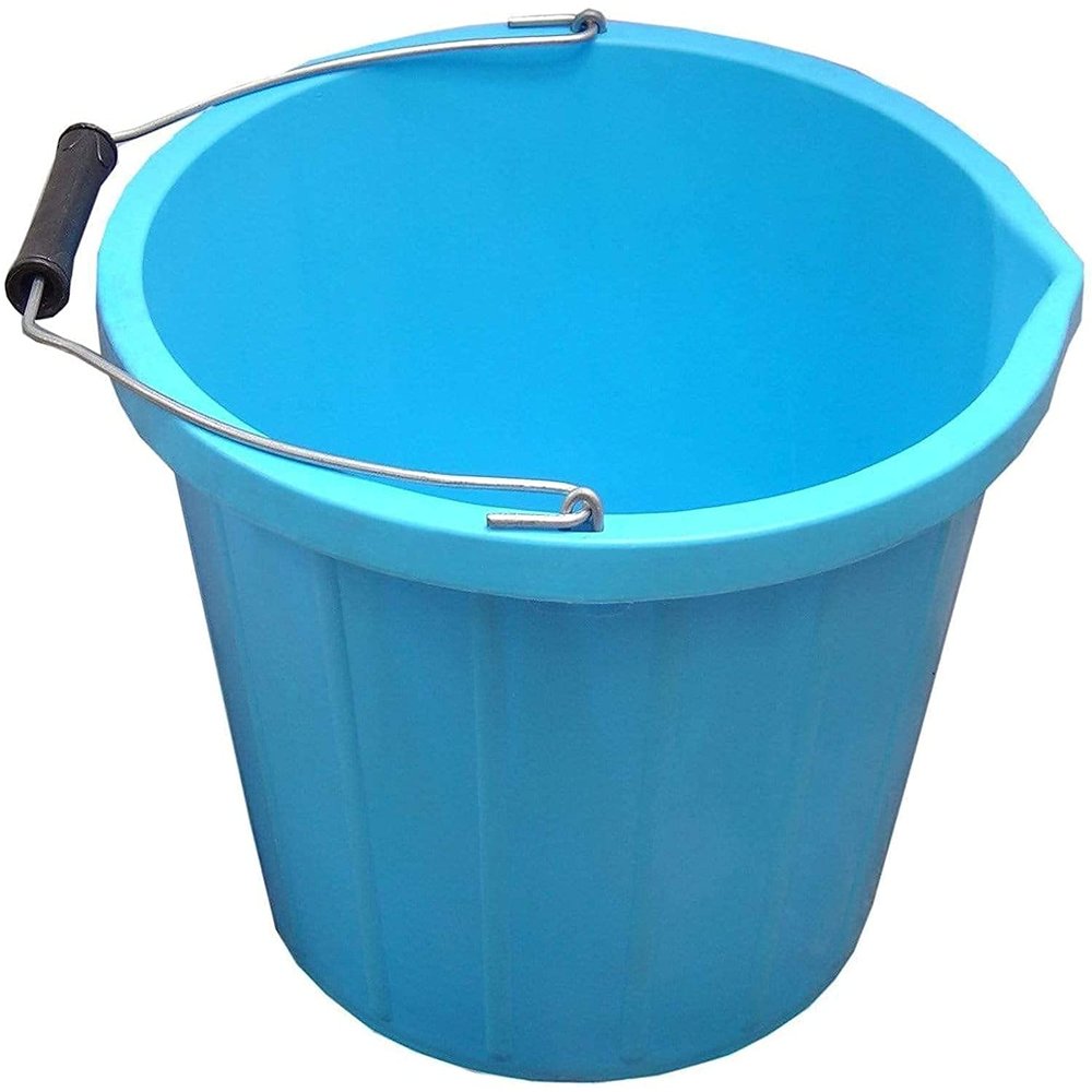 14L Litre Strong Plastic Builders Bucket 3 Gallon Multipurpose Storage Bucket Construction Bucket With Metal Handle & Spout For Cleaning Animal Feed Mixing Home & Garden (Made in UK) (1, Sky Blue)
