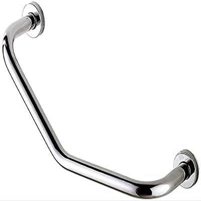 135 Angled Shower Grab Bar, Polished Chrome Stainless Steel Curved Handle, Bathtub Mounted Non-Slip Assist Support Railing, for Elderly Disabled Children (Color : 135 Curved, Size : 38cm)