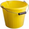 14L Litre Strong Plastic Builders Bucket 3 Gallon Multipurpose Storage Construction With Metal Handle & Spout For Cleaning Animal Feed Mixing Home & Garden (Made in UK) (1, Yellow) view 1