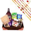 Jaiccha Ghasitaram Rakhi Gifts for Brothers Korno Tray of 8 Goodies with 5 Rakhis view 1