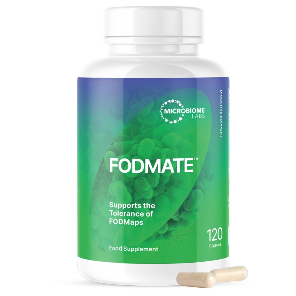Microbiome Labs FODMATE  Digestive Enzymes for Low FODMAP Protocols & Gut Health, High Strength Enzyme Complex for Bloating, Digestion Support with Lactase & Alpha-Galactosidase (120 Vegan Capsules)