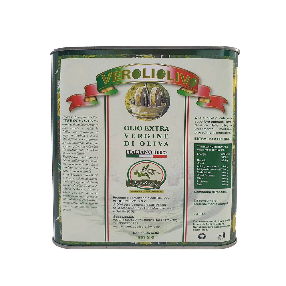 4 cans of 2 liters: - Oil obtained only from The Mechanical Processing of The Olives