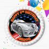 SPORTS CAR SILVER HAPPY BIRTHDAY PERSONALISED 7.5 INCH EDIBLE ICING CAKE TOPPER DECORATION R-070 view 2