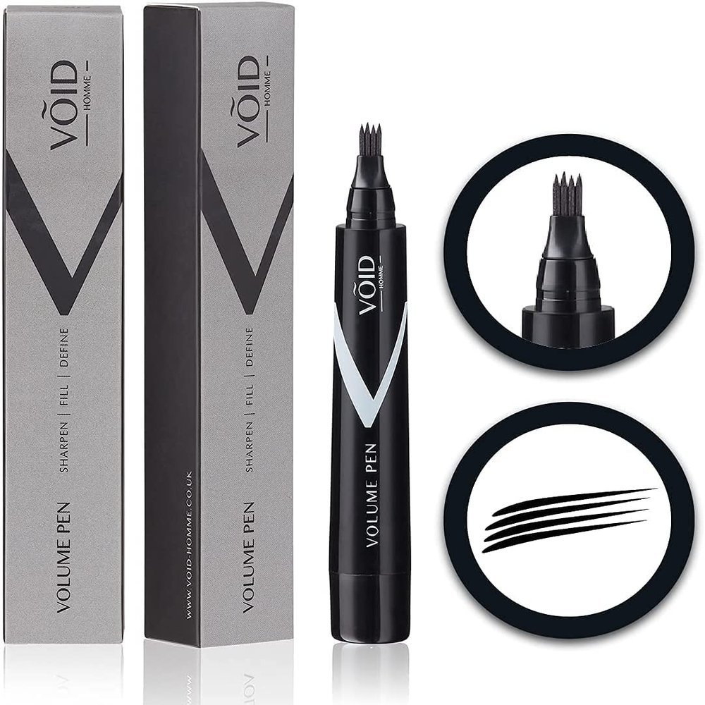 VOID Homme Beard Pen Filler for Men Instant Beard Pen & Filler Beard Pencil, Easy Beard Pen Liner, Beard Filler Pen & Beard Marker, Waterproof Pen (Dark Brown, Single)