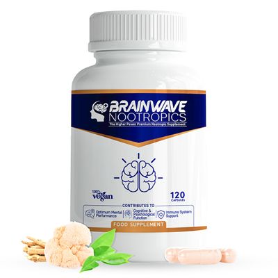 Brainwave Nootropics | High-Dose Nootropic & Adaptogen Complex for Focus & Wellbeing | Research-Levels of Ashwagandha 1000mg, Lions Mane 1000mg, L-Theanine 300mg, Vitamins D3, B5, B12 & Zinc
