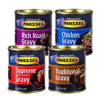 Massel Premium Gravy Powder Variety, Plant-Based, Gluten-Free, Low Fodmap, and Dairy Free Instant Gravy Mix, 130g, Pack of 4