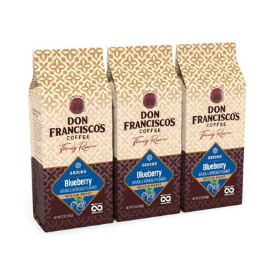 Don Francisco's Blueberry Flavoured Roasted Coffee Ground Coffee Recyclable 3 x 12oz Bags