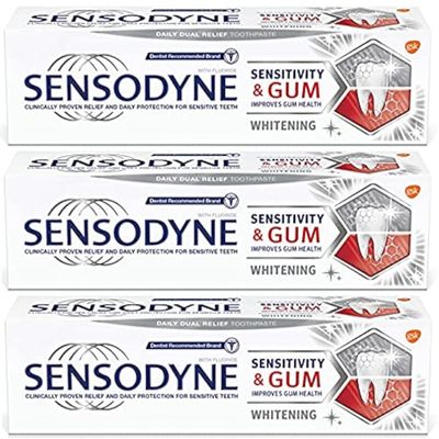 3 X Sensodyne Sensitive Toothpaste Sensitivity & Gum Whitening 75 Ml