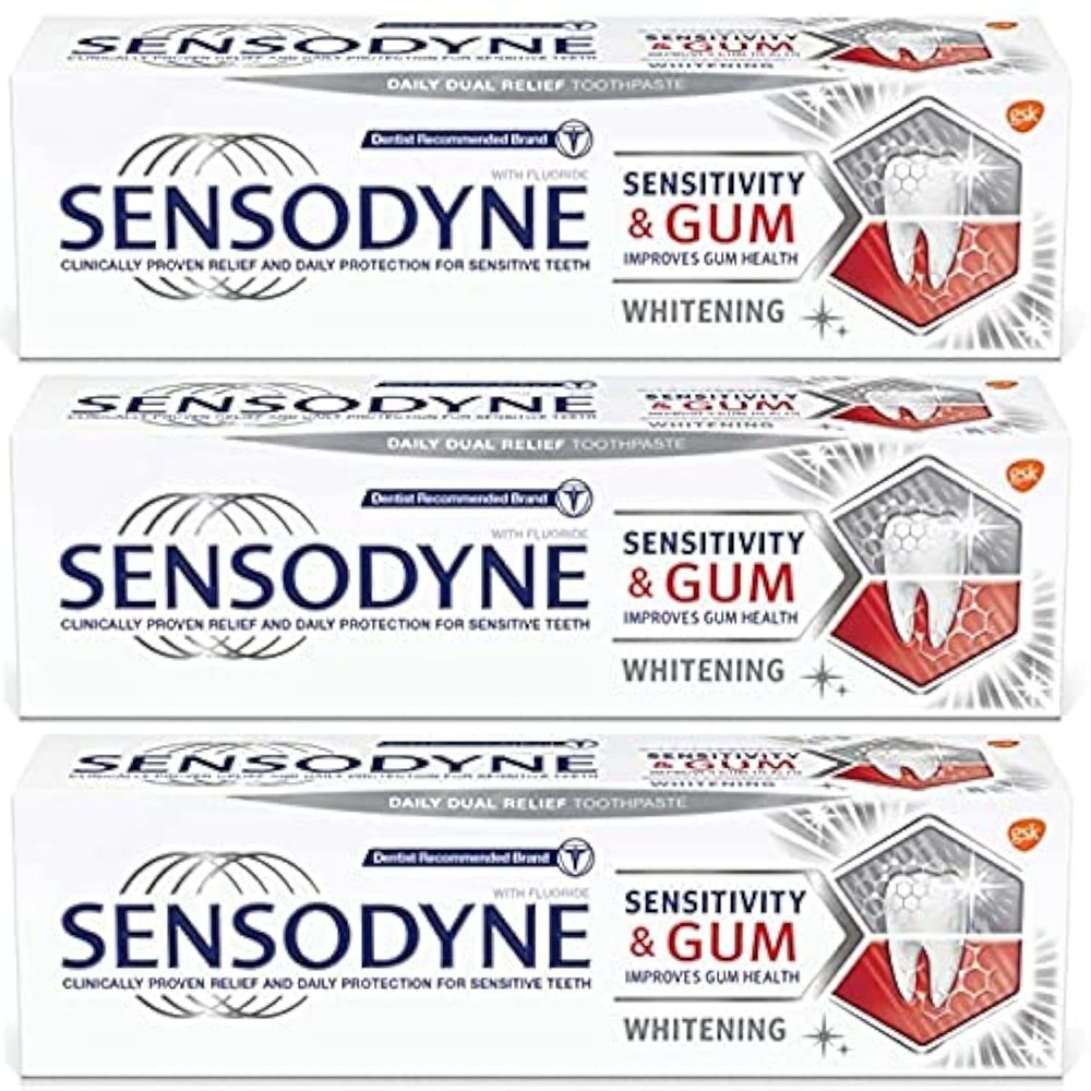 3 X Sensodyne Sensitive Toothpaste Sensitivity & Gum Whitening 75 Ml