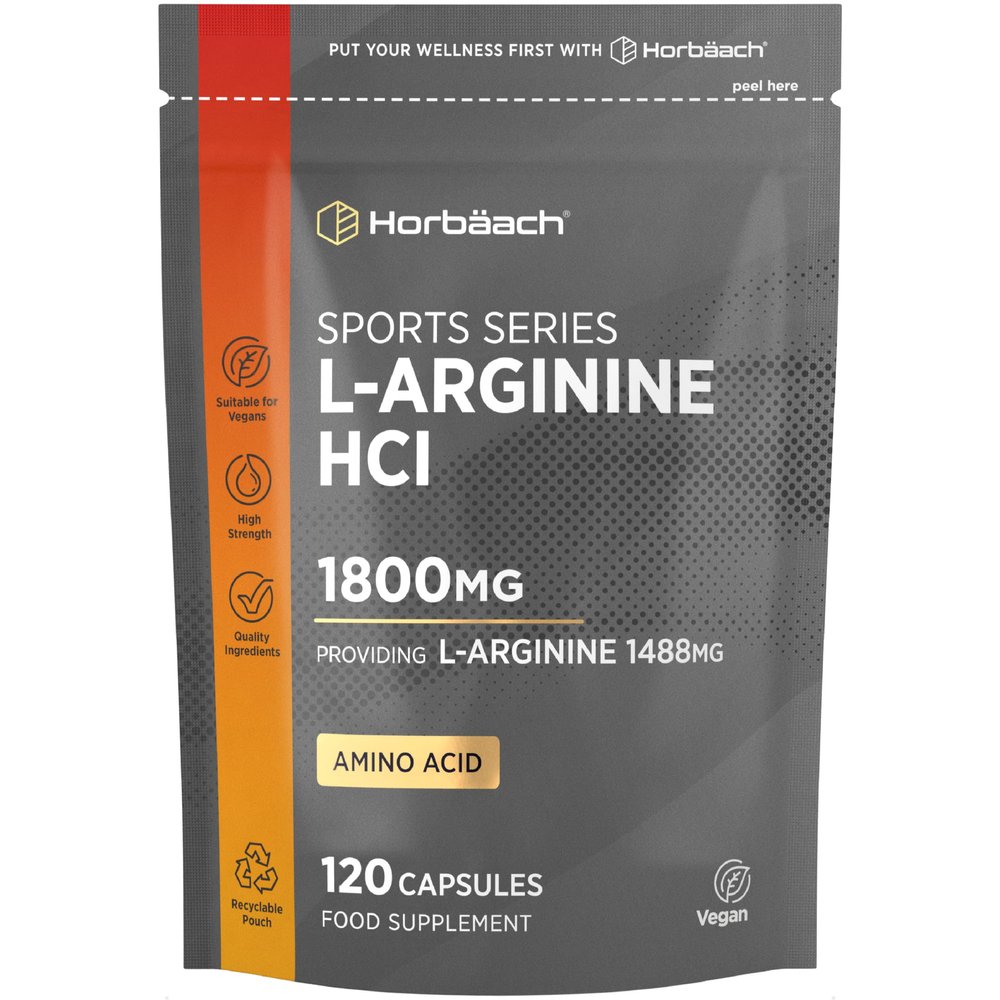 L-Arginine Capsules 1800mg | High Strength Amino Acids Supplement for Pre and Post Workout | Keto Diet Friendly | 120 Count | by Horbaach