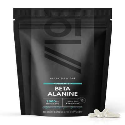 Fermented Beta-Alanine 1500mg Essential Amino Acid Support Made with BioPerine Non GMO, Gluten Free, Halal 120 Vegan Capsules
