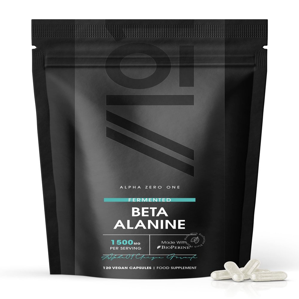 Fermented Beta-Alanine 1500mg Essential Amino Acid Support Made with BioPerine Non GMO, Gluten Free, Halal 120 Vegan Capsules
