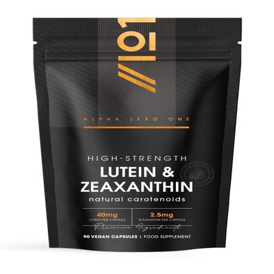 Lutein & Zeaxanthin with BioPerine 40mg Lutein 2.5mg Zeaxanthin 90 Vegan Capsules Natural Carotenoids from Marigold Extract Resealable and Recyclable Pouch by Alpha01