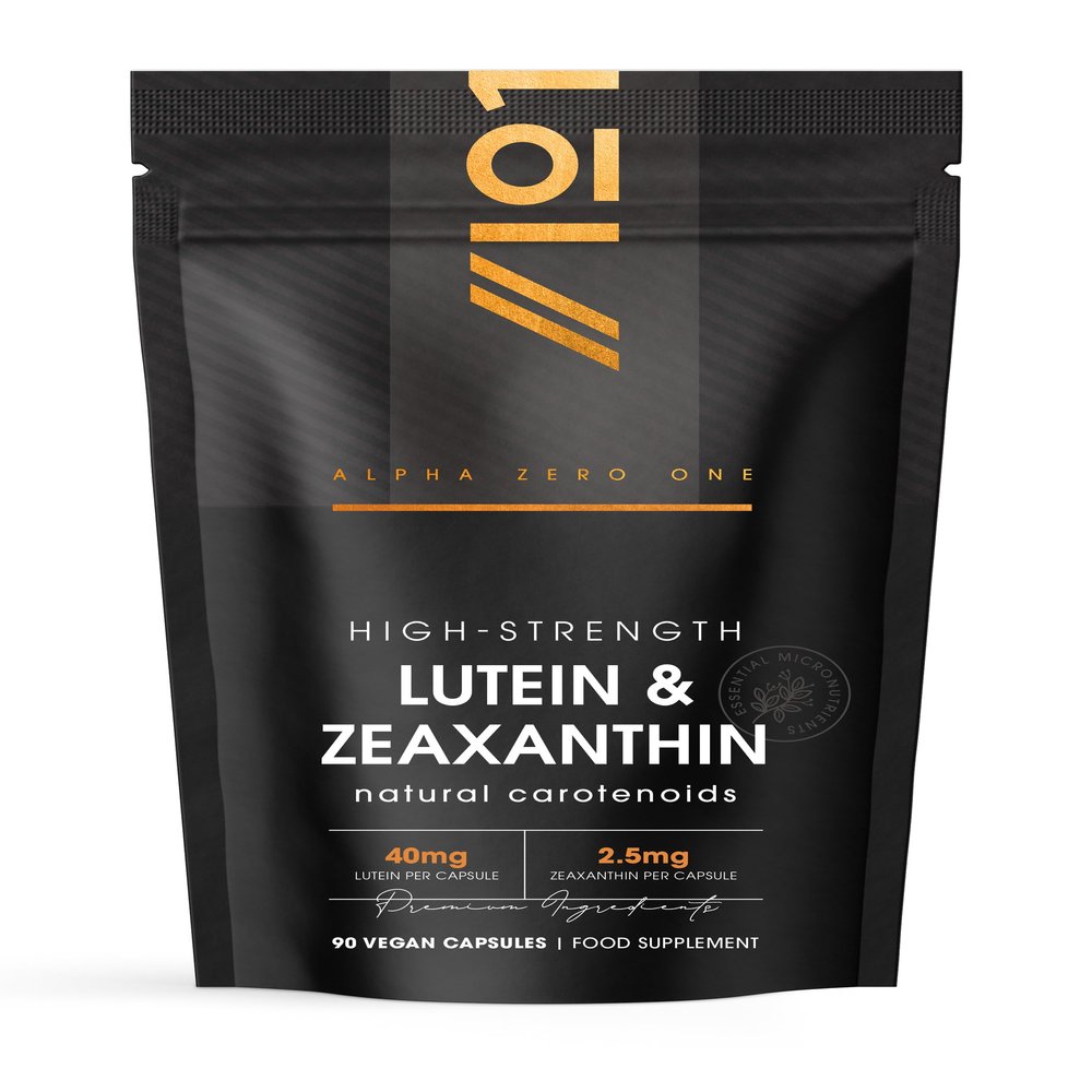 Lutein & Zeaxanthin with BioPerine 40mg Lutein 2.5mg Zeaxanthin 90 Vegan Capsules Natural Carotenoids from Marigold Extract Resealable and Recyclable Pouch by Alpha01