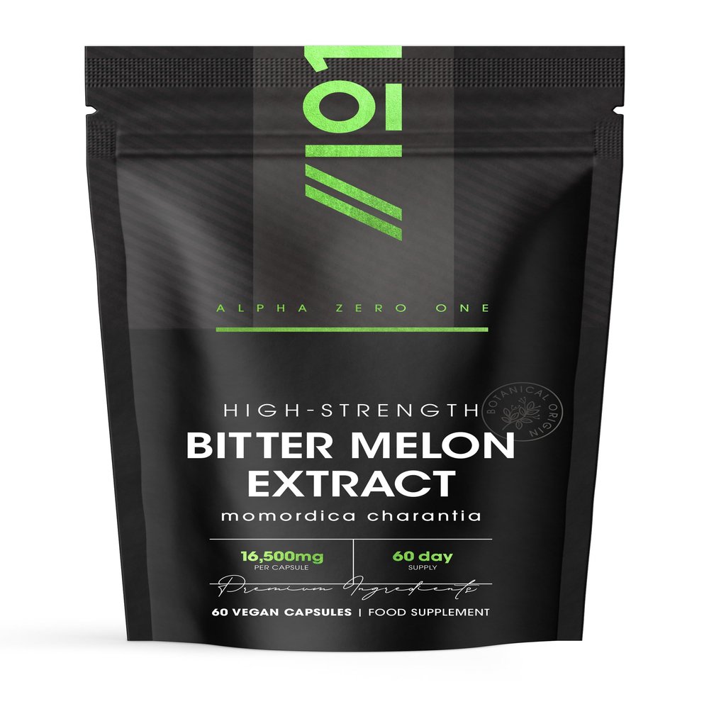 Bitter Melon Extract 16,500mg (Karela)  60 Vegan Capsules (2 Months Supply)  Resealable and Recyclable Pouch by Alpha01 (Natural)