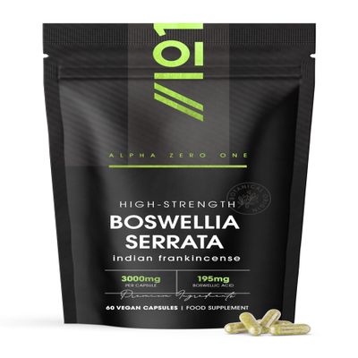 Boswellia Serrata Extract 3000mg  65% Boswellic Acid (150mg per Capsule) - 60 Capsules (2 Months Supply)  Resealable and Recyclable Pouch by Alpha01