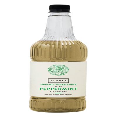 Simply Organic Peppermint Syrup, Vegan & Nut Free Natural Flavoured Syrup for Coffee, Cocktails & Baking (1 Litre)
