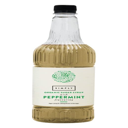 Simply Organic Peppermint Syrup, Vegan & Nut Free Natural Flavoured Syrup for Coffee, Cocktails & Baking (1 Litre)