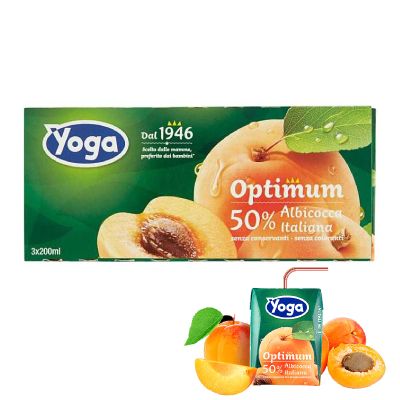 8 CONFEZIONI SUCCO DI FRUTTA YOGA OPTIMUM ALBICOCCA ITALIANA 3 X 200 ML BRIK