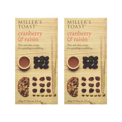 Artisan Biscuits Miller's Toast Cranberry and Raisin 100g, 2 Pack