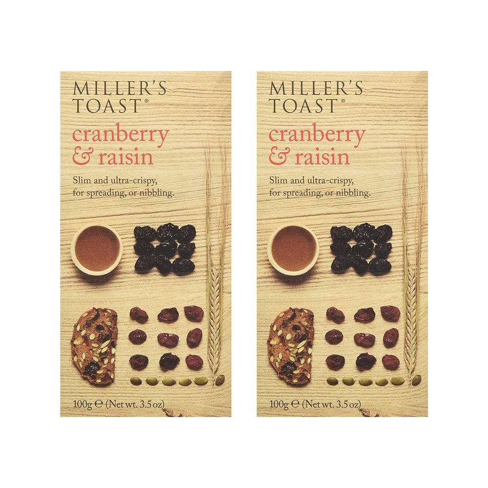 Artisan Biscuits Miller's Toast Cranberry and Raisin 100g, 2 Pack
