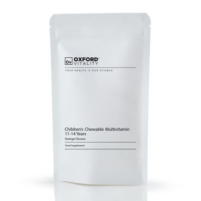 Children's Chewable Multivitamin 11-14 Years | Natural Orange Flavour | Immune, Energy & Cognitive Support | Gelatine-Free & Vegetarian | Oxford Vitality (365 Tablets)