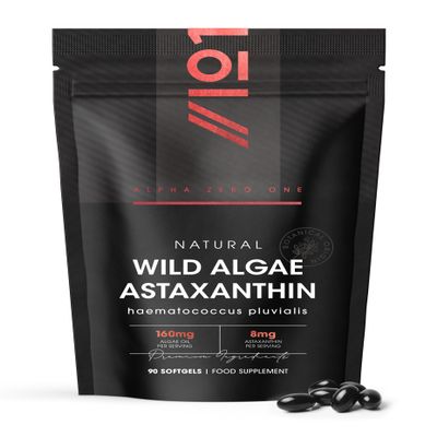 Wild-Algae Astaxanthin 160mg - Providing 8mg Astaxanthin Antioxidant - 90 Softgels - Resealable and Recyclable Pouch by Alpha01