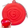 Adorable Pink Peri - Menstrual Period Cup Case Storage Bag | Rose Design + Silicon Material | Easy to carry, clean, and use | Metal Chain attached | Multi-use for any small items - Red view 1