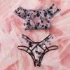 QQQQC Women's Lingerie Sets Sexy Lingerie for Women Bra Thong Sheer Lace with Embroidery Set-Black_XL view 2
