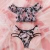 QQQQC Women's Lingerie Sets Sexy Lingerie for Women Bra Thong Sheer Lace with Embroidery Set-Black_XL view 3