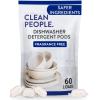 Clean People All Natural Dishwasher Pods - Plant-Based Dishwasher Detergent Pods - Cuts Grease & Rinses Sparkling Clean - Residue-Free - Fragrance Free Dishwashing Pods - Unscented, 60 Pack view 1