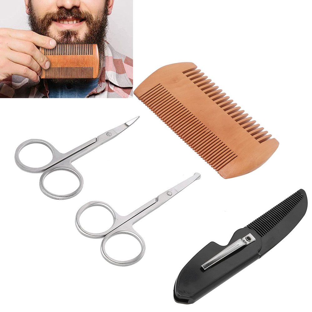 Beard Grooming Kit, Easy Carrying and Beard Care Set Easy to Grasp and Use Take Out Beard Knots for Men Gift for Styling Shaping Growth Gift