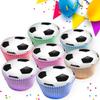 12 x FOOTBALL PARTY EDIBLE ICING 6.5 cms CUPCAKE TOPPERS DECORATIONS FB23 view 1