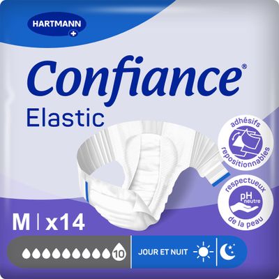 Confiance Elastic Complete Changes for Men and Women Absorption Level = 10 Drops (Large Urinary Leaks) pH Neutral on The Skin Soft Material Size M 14 Units