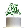20th Anniversary Cake Topper Green Glitter, 20 Wedding Anniversary Party Decoration Ideas, Premium Quality, Sturdy Doubled Sided Glitter, Acrylic Stick. Made in USA (20th Green) view 1