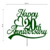 20th Anniversary Cake Topper Green Glitter, 20 Wedding Anniversary Party Decoration Ideas, Premium Quality, Sturdy Doubled Sided Glitter, Acrylic Stick. Made in USA (20th Green) view 2