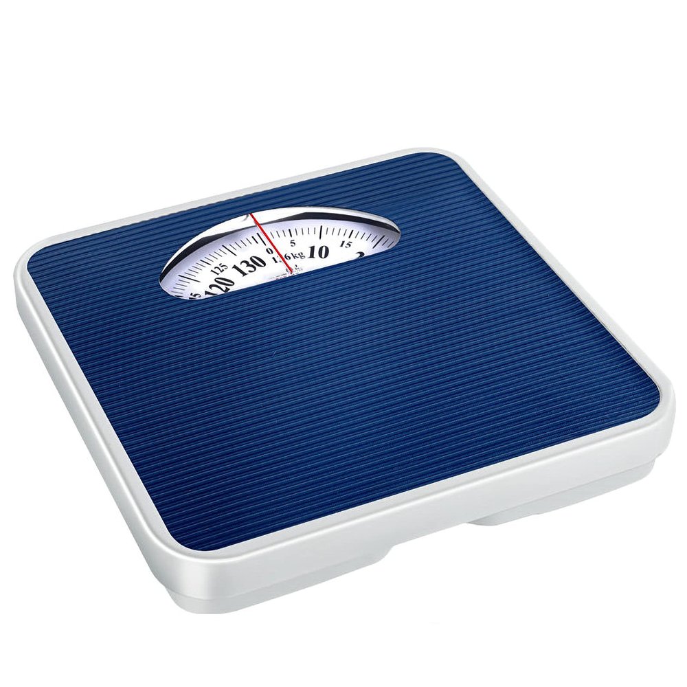 KaysaLY Mechanical Bathroom Scales-Academy Doctors Style with Knob Adjustment, Large Rotating Dial, High Capacity 135Kg, No Buttons/Batteries,Blue