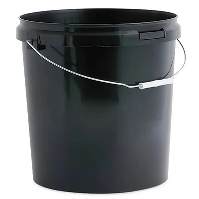 25L Plastic Bucket Pail + Handle & Lid - Heavy Duty  Food Grade BPA Free  Multi-use Fermentation Feed Dry Food Liquid Chemicals Hydroponics Storage Container BLACK