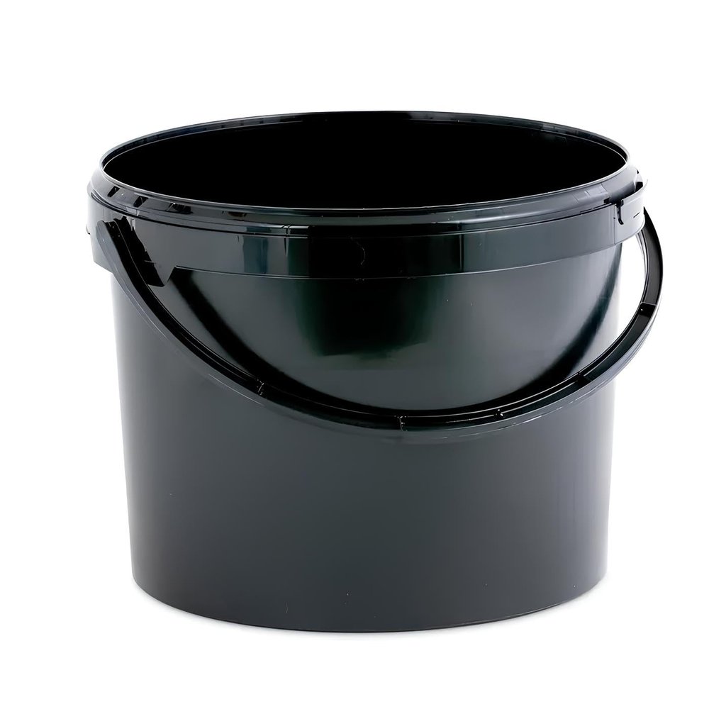 10L Plastic Bucket Pail + Handle & Lid - Heavy Duty  Food Grade BPA Free  Multi-use Fermentation Feed Dry Food Liquid Chemicals Hydroponics Storage Container BLACK