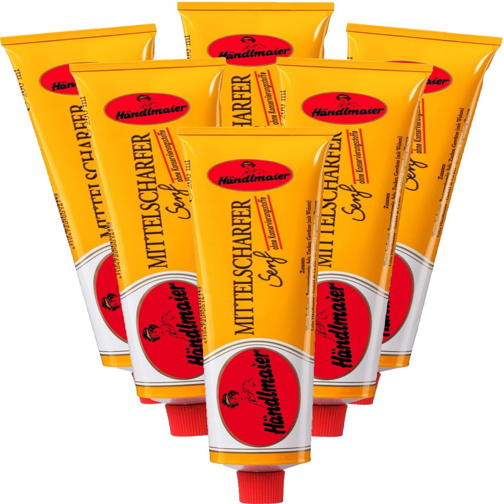 6x200 ml German Medium Hot Mustard, Haendlmaier / Germany