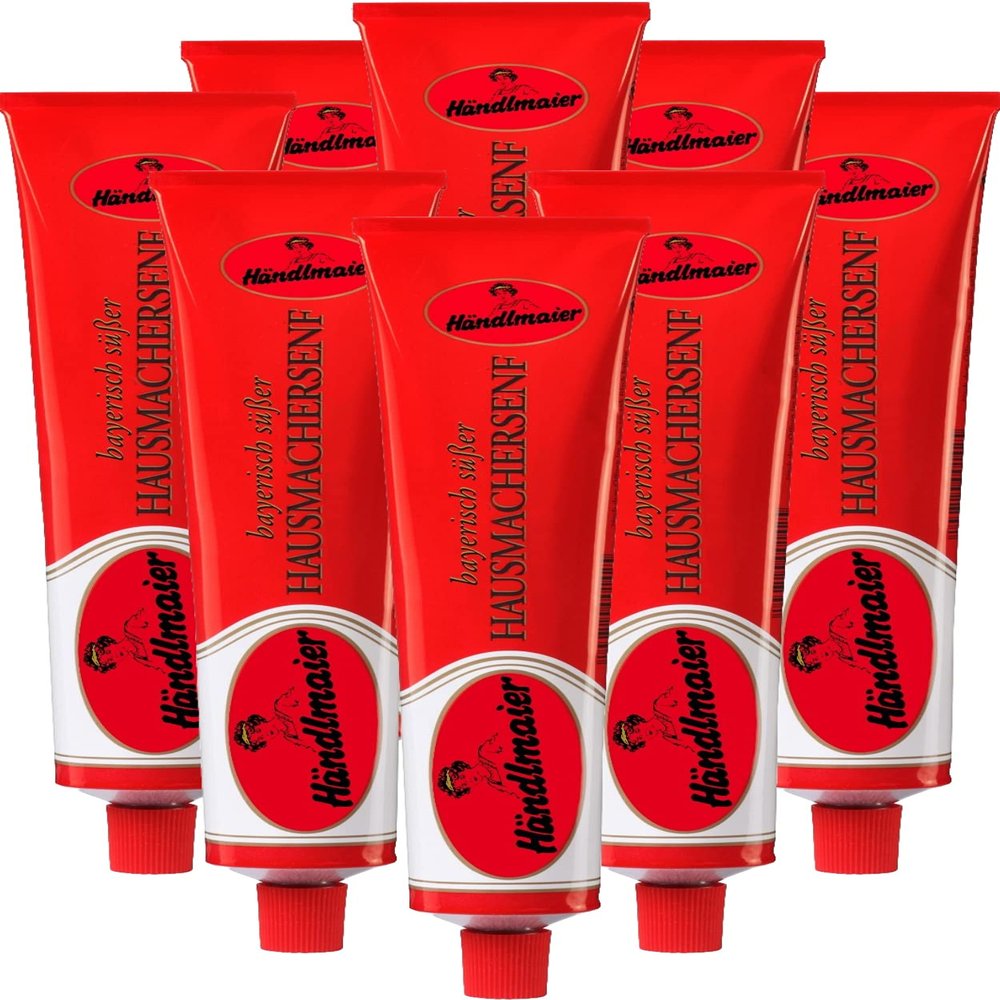 8x200 ml Bavarian sweet home-made mustard, Haendlmaier / Germany