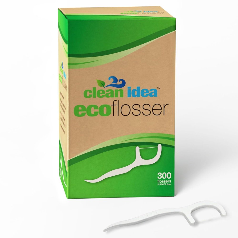 Clean Idea EcoFlosser - Biodegradable Floss Picks - Dental Floss Picks - Plant Based - Sustainable - Zero Greenwashing - Eco Friendly - 300 Picks