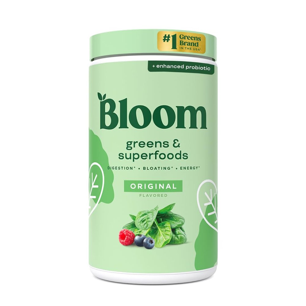 Bloom Nutrition Super Greens Powder Original (60 Servings) Blends Probiotics, Digestive Enzymes, Spirulina, and Chlorella to Support Womens Gut Health, Reduce Bloating, and Boost Digestion Naturally