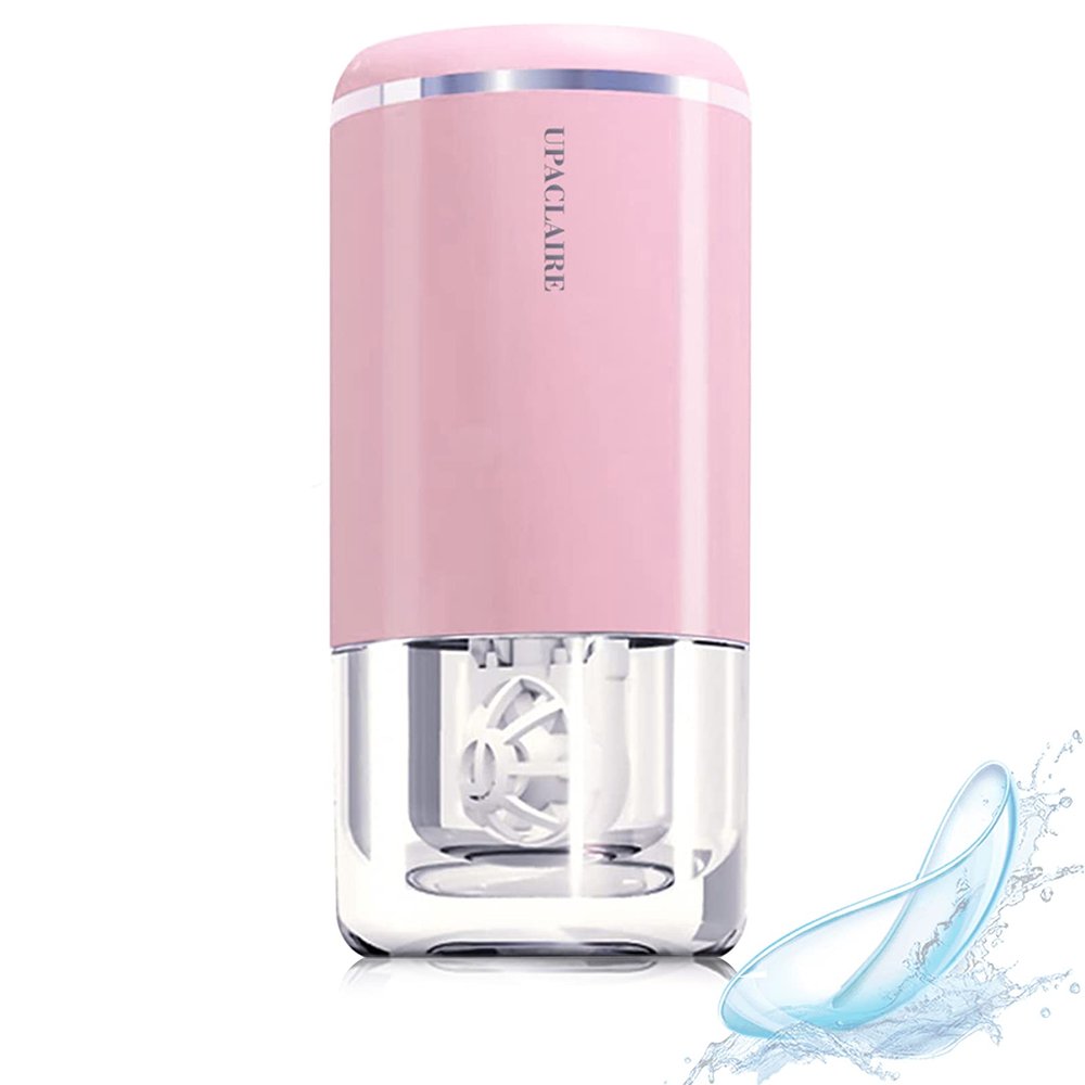 UpaClaire Ultrasonic Contact Lens Cleaner, Intelligent Cleaning Machine for Soft and Rigid (RGP) Contact Lense,Pink