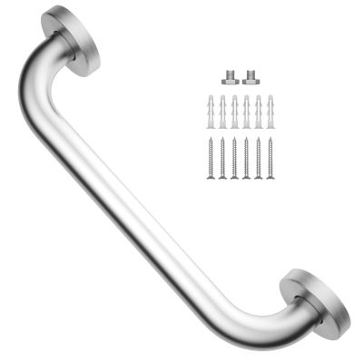 12 Inch Satin Brushed Nickel Shower Grab Bar - 1" Diameter, iMomwee Stainless Steel Bathroom Grab Bar Handle, Balance Bar for Shower and Wall, Safety Hand Rail Support, Handicap Elderly Assist Handle