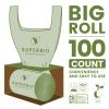 SUPERBIO 2.6 Gallon Compostable Handle Tie Bags, 100 Count, 2 Pack, Compost Trash Bags, Garbage Bags Certified by BPI and OK Compost Home, 9.84L view 2