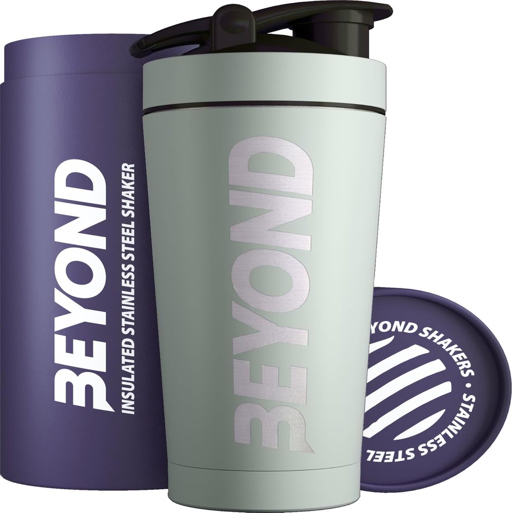 Beyond Shakers Insulated Metal Protein Shaker, Stainless Steel Supplement Bottle - BPA Free for Gym 735ml in Seafoam Green
