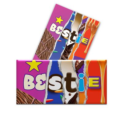 2 x Bestie - Funny Chocolate Novelty Wrappers Insults Joke Valentines Fathers Mothers Day Birthday Secret Santa Gift Present Rude (Chocolate Bar Not Included)